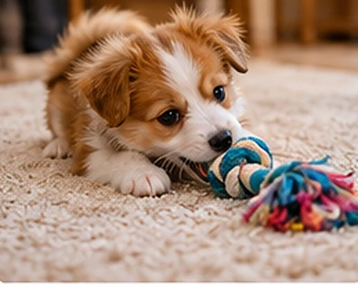 おもちゃで短時間遊ぶ子犬